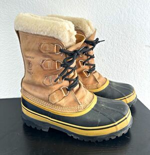 Vintage SOREL Kaufman Caribou Boots Made in Canada Womens 8 Wool Liner Leather